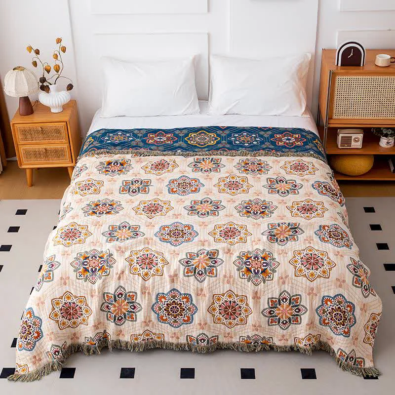 Professional Ownkoti Ethnic Star-shaped Flower Cotton Quilt Secure
