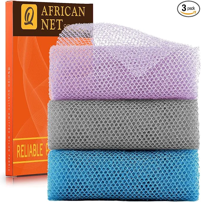 Sustainable UJFQBH 3 Pieces African exfoliating net African Net Long Net Bath Sponge Safe