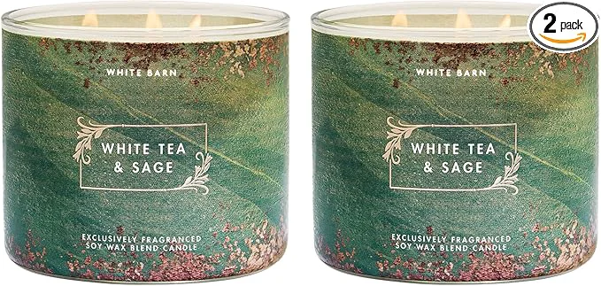 Carefully Designed Bath Body Works White Tea Sage 3-Wick Candle Long-Lasting