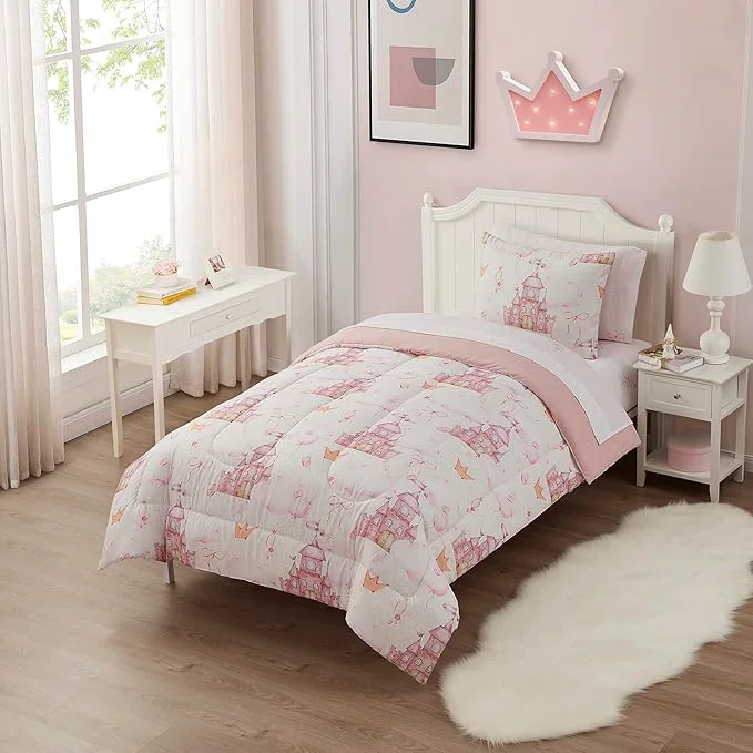 Organic Kids Bedding Set Bed in a Bag for Boys and Girls Toddlers Printed Sheet Set and Comforter Twin Fairytale Princess Specialty