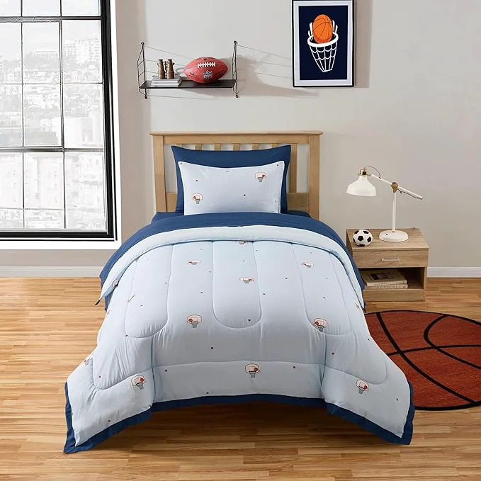 Easy-to-Use Basketball Comforter Set Twin Size – Bed in a Bag with Sheets Pillowcases amp Shams – Soft Stylish Sports Bedding – All Season Boy s Basketball Bed Set Flexible