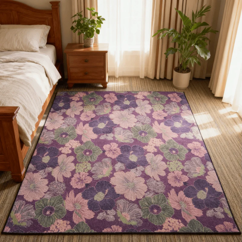 Clean Ownkoti Vintage Botanical Foldable Anti-slip Area Rug Contemporary