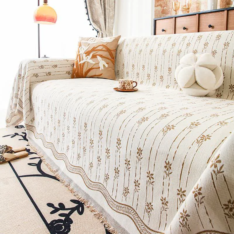 Casual Ownkoti Striped Floral Chenille Sofa Throw Blanket Professional