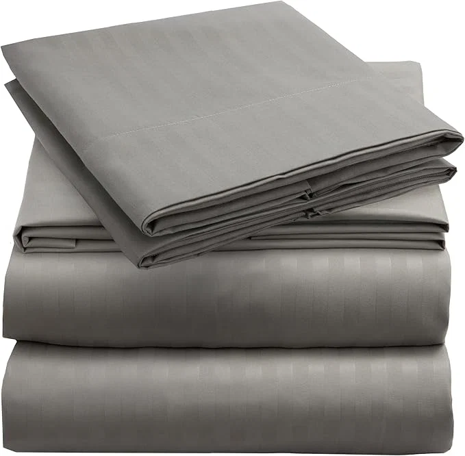 Verified Mellanni King Sheets Set – 4 PC Iconic Collection Bedding – Hotel Luxury Extra Soft Cooling Bed Sheets – Wrinkle Fade Stain Resistant King Striped Gray Silver Carefully Designed