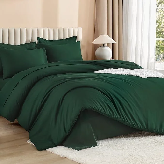 Flexible Litanika Full Size Comforter Sets Dark Emerald Green – 7 Pieces Bed in a Bag Full Bedding Comforter Sets Solid Lightweight Bed Set with Comforter Sheets Pillowcases amp Shams Proven