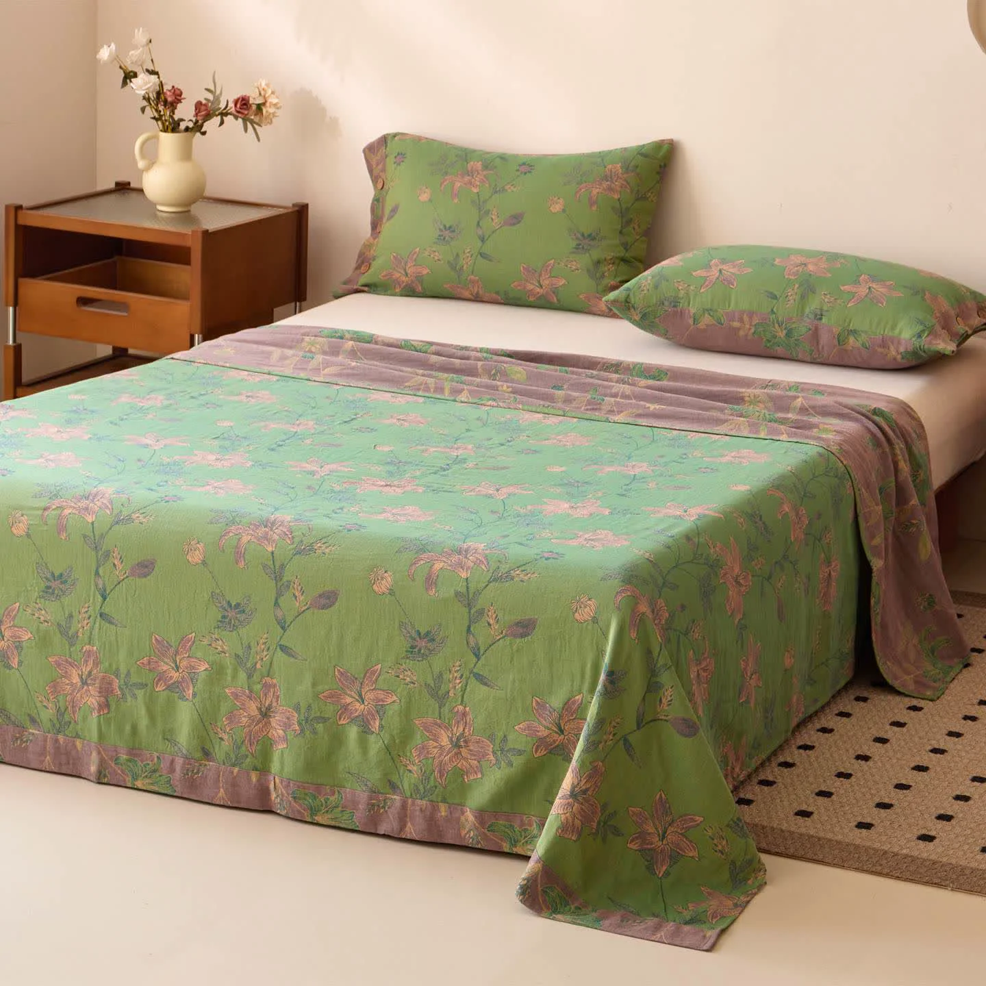 Solid Ownkoti Lily Jacquard Cotton Gauze Sheet Bedspread Reliable
