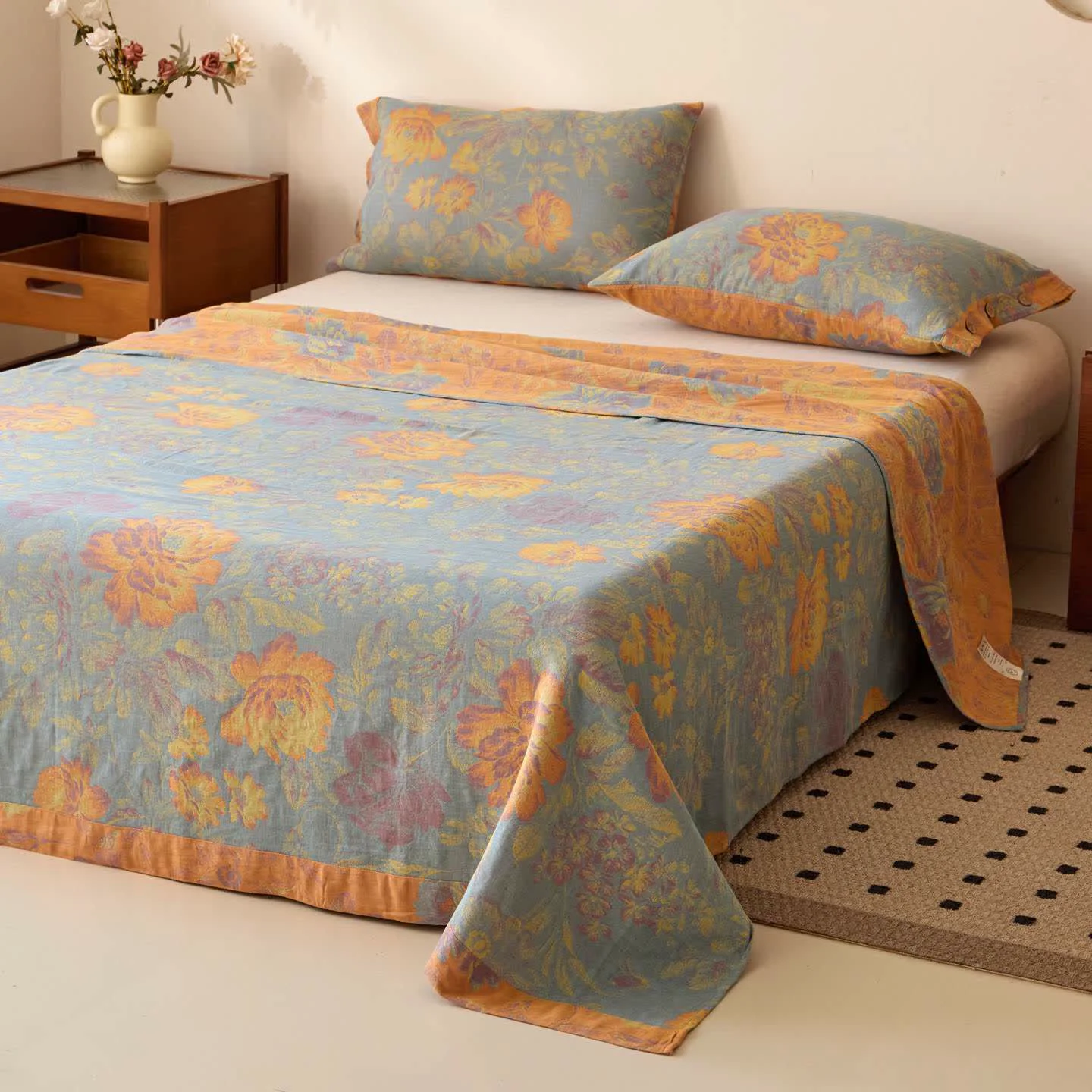 Smart Ownkoti Peony Jacquard Cotton Gauze Sheet Bedspread Dependable