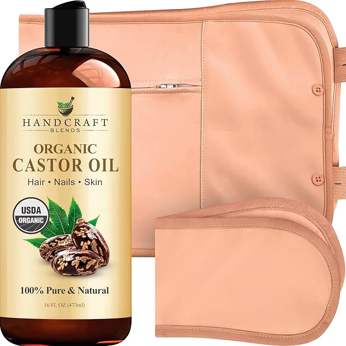 Original Design Handcraft Blends Castor Oil Pack Wrap Organic Castor Oil 16 oz Reusable Safe