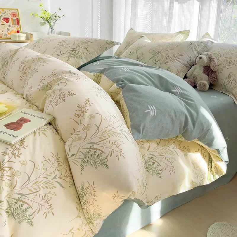 Responsible Ownkoti Botanical Leaf Print Cotton Bedding Set Environmentally Friendly