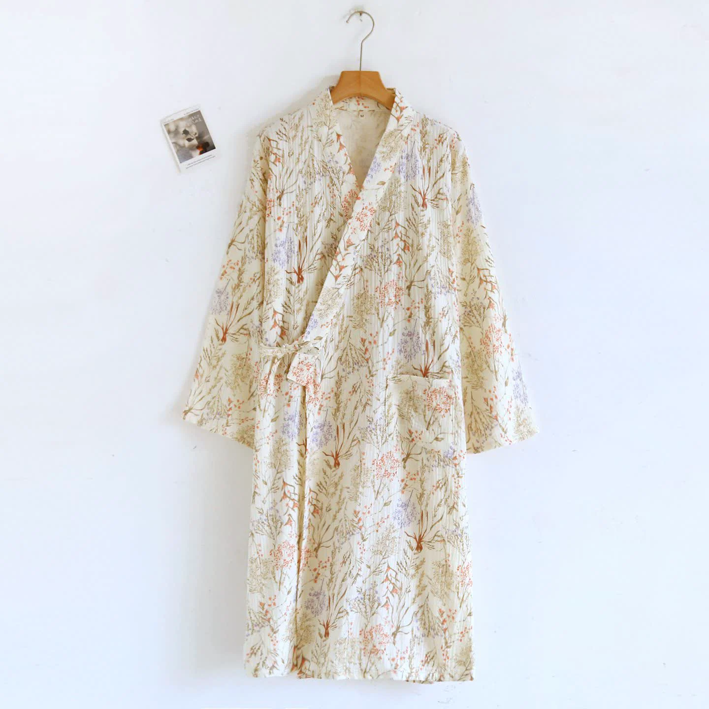 Fashionable Ownkoti Muted Floral Cotton Gauze Kimono Bathrobe Excellent