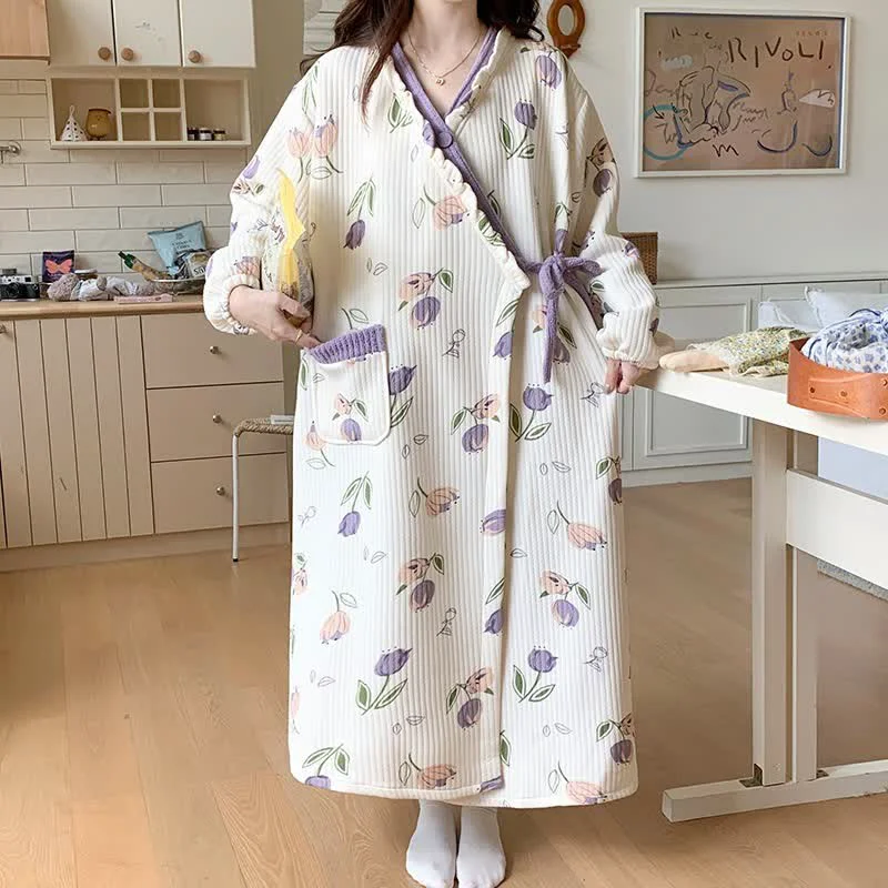 Superior Ownkoti Tulip Inspired Ruffled Nightdress with Pocket Next-Generation