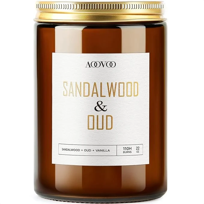 Safe AOOVOO Sandalwood Oud Candle Elegant