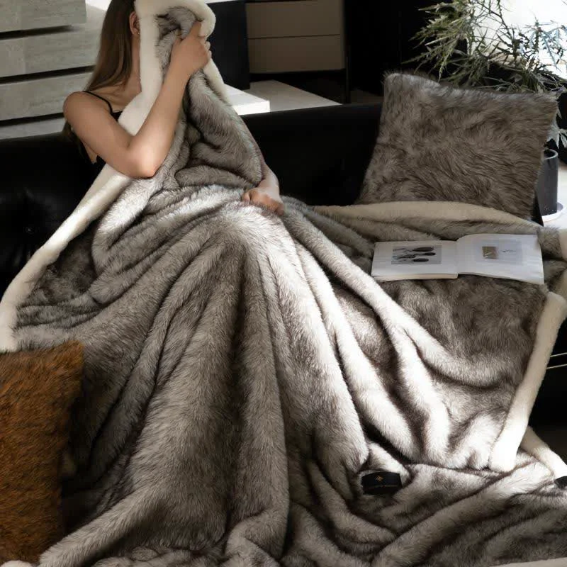 Fashionable Ownkoti Luxury Faux Fur Throw Blanket Excellent