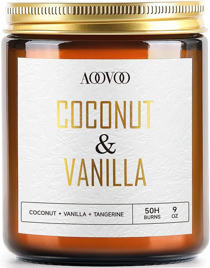 Premium AOOVOO Coconut Vanilla Candles – 9 oz Scented Candles Original