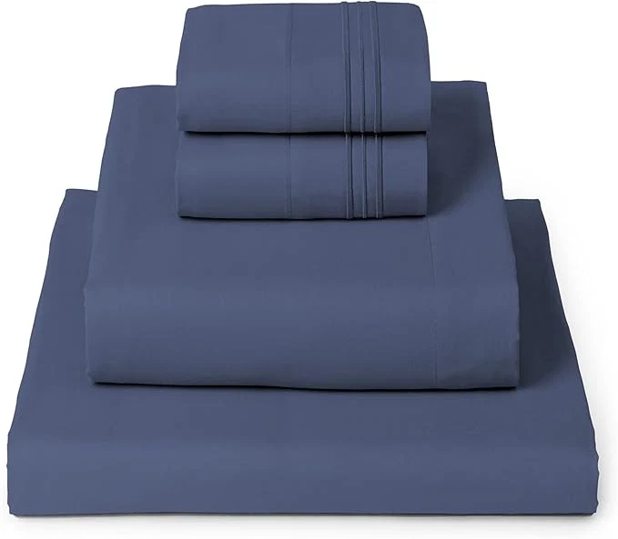 Solid Mellanni King Sheets Set – 4 PC Iconic Collection Bedding – Hotel Luxury Extra Soft Cooling Bed Sheets – Wrinkle Fade Stain Resistant King Blue Nova Outstanding