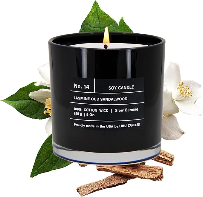 Original Design Lulu Candles Jasmine Oud Sandalwood Luxury Scented Soy Jar Candle Hand High-Performance