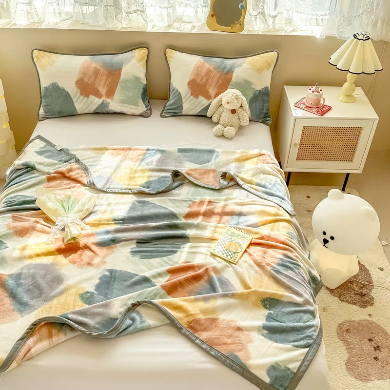 Excellent Modern Watercolor Geometric Plush Blanket Functional