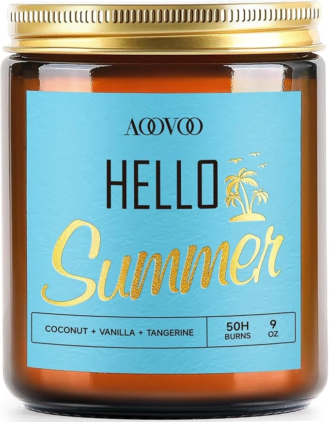 Recyclable AOOVOO Hello Summer Candles – 9 oz Scented Candles Natural