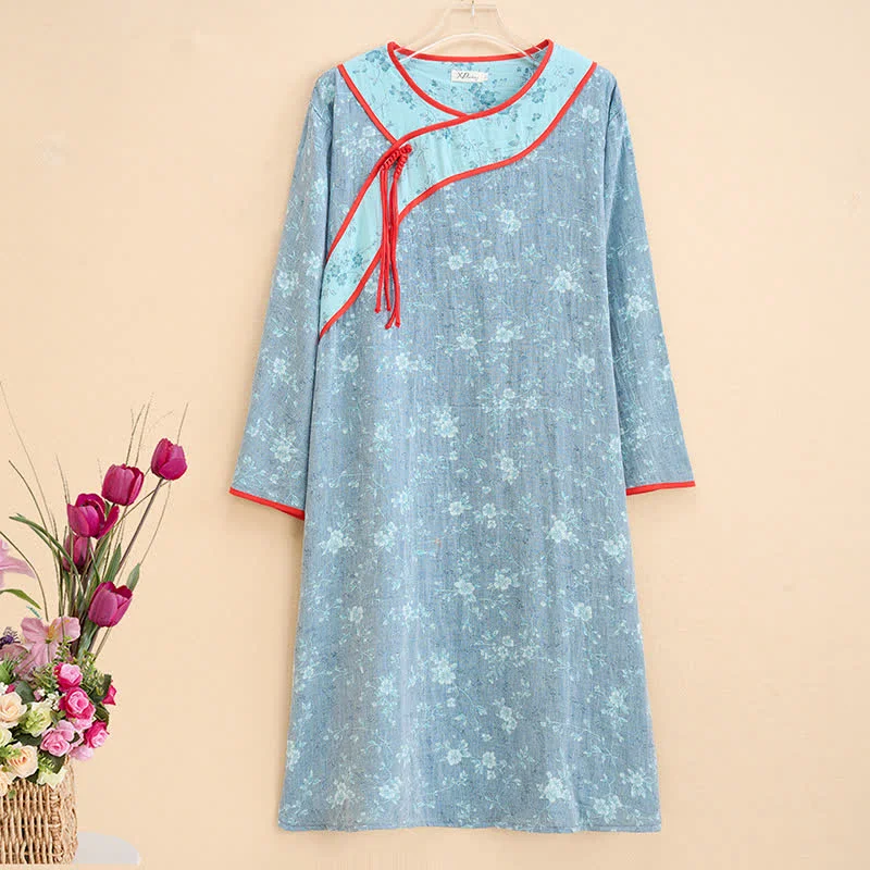 Effective Ownkoti Plus Size Elegant Floral Cotton Gauze Nightdress Breathable