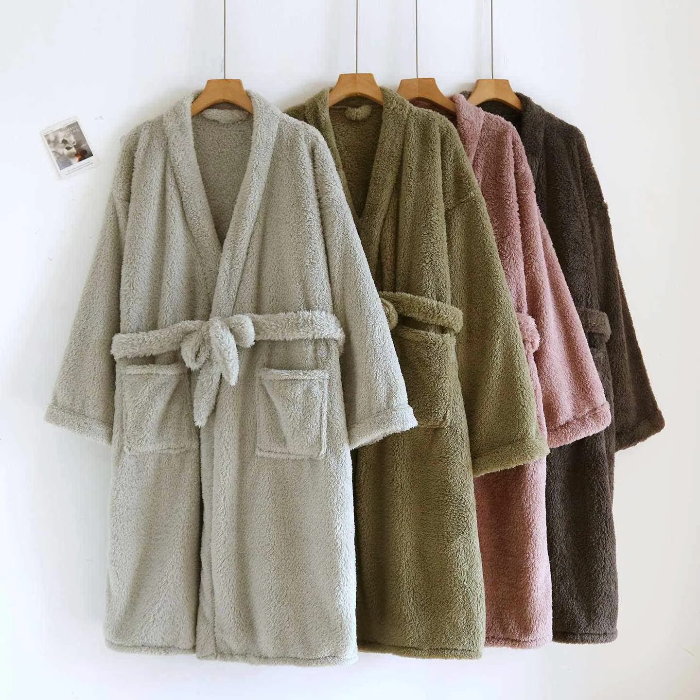 Environmentally Friendly Ownkoti Matching Couple Plush Solid Robe Detailed