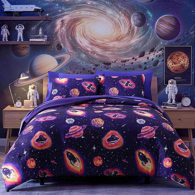 Effective Full Kids Comforter Set – 7 Pieces Full Bedding Sets for Boys Teen Outer Space Rocket Bed in A Bag with Sheets Practical