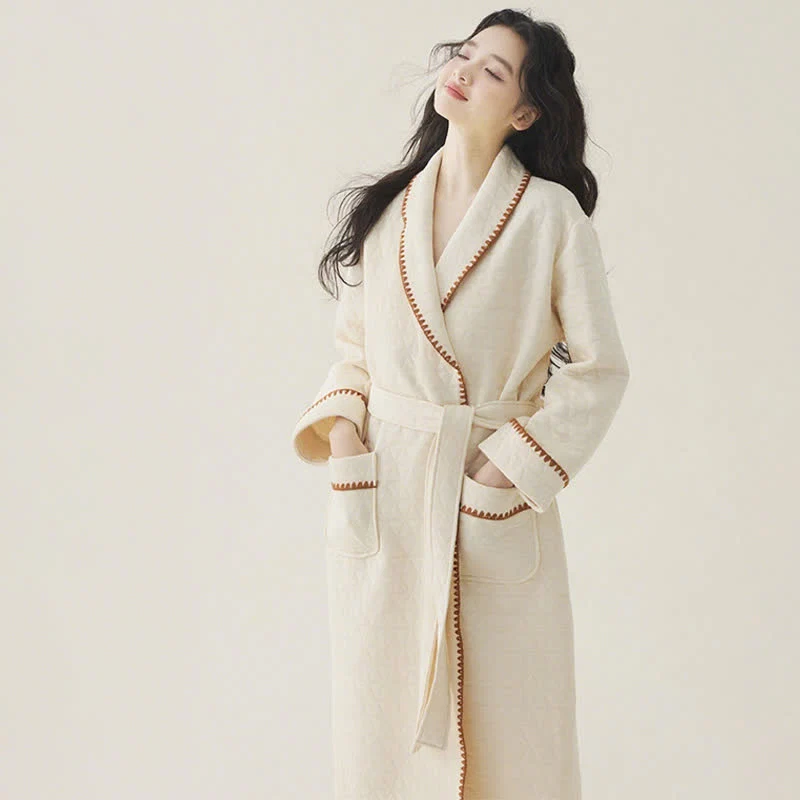 Superior Ownkoti Simple Solid Color Quilted Robe Flexible