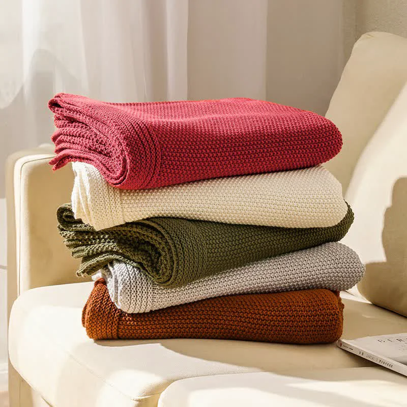 Healthy Ownkoti Simple Solid Color Knitted Blanket Innovative