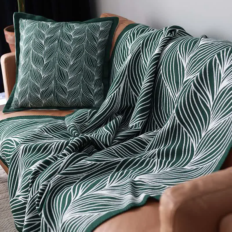 High-Performance Ownkoti Artistic Leaf Knit Throw Blanket User-Friendly