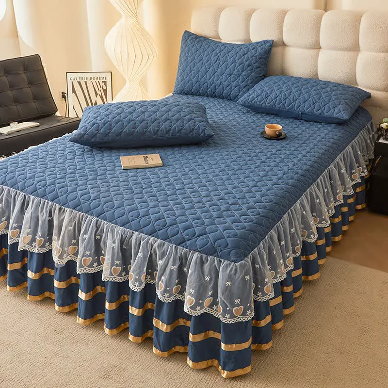 Responsible Ownkoti Heart Quilted Bed Skirt Sheet Trusted