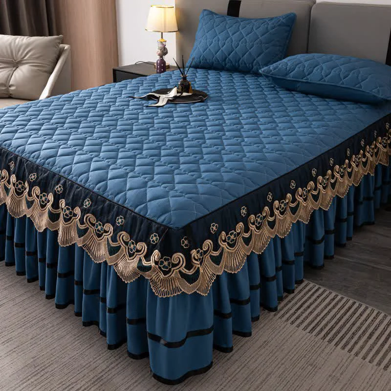 Eco-Friendly Ownkoti Heart Quilted Lace Bed Skirt Sheet Healthy