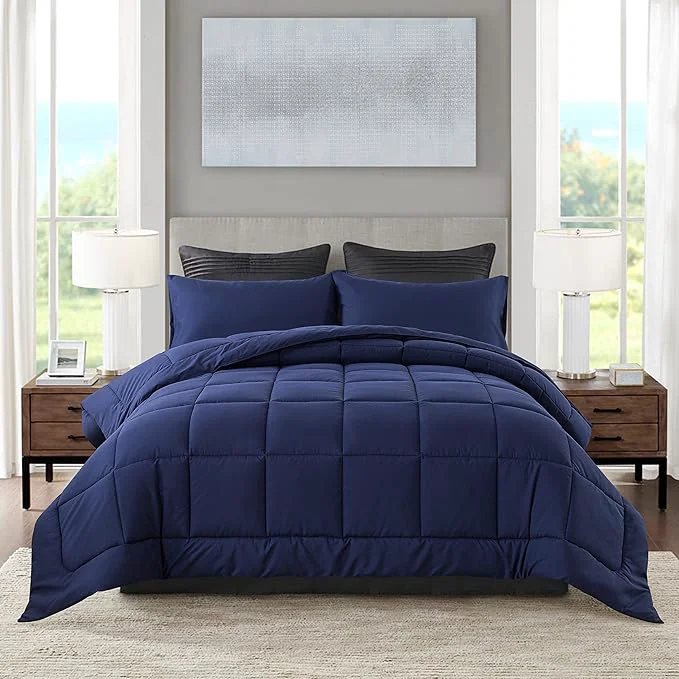 Healthy DOWNCOOL King Size Comforter Set -All Season Bedding Comforters Sets with 2 Pillow Cases -3 Pieces Bed Set Down King Bedding Set -Blue King Comforter Set 102 quot x90 quot Flexible