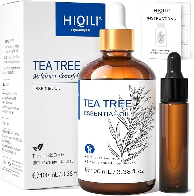 Breathable HIQILI Tea Tree Oil for Skin Add to Shampoo Body Wash Foot Soak Trusted