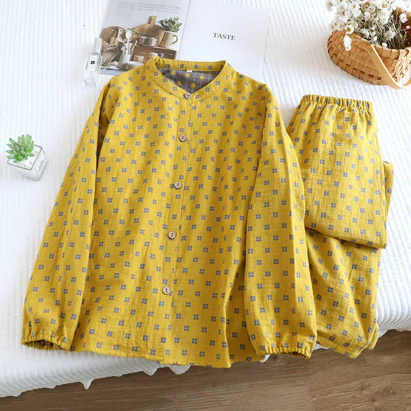Top-Quality Ownkoti Grid Cotton Gauze Long Sleeves Loungewear Next-Generation