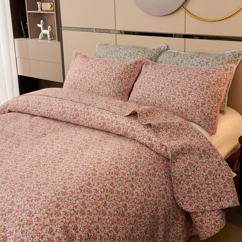 First-Class Ownkoti Cotton Ditsy Floral Quilted Bedspread Set 3PCS Elite