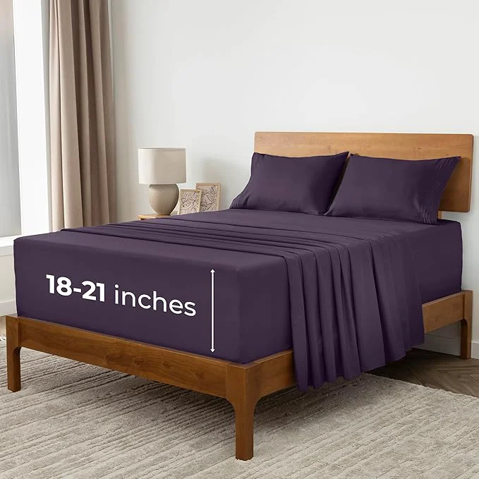 Dependable Mellanni Extra Deep Full Sheets – 4 PC Iconic Collection Bedding – Hotel Luxury Ultra Soft Cooling Bed Sheets – Wrinkle Fade Stain Resistant Full Purple Exceptional