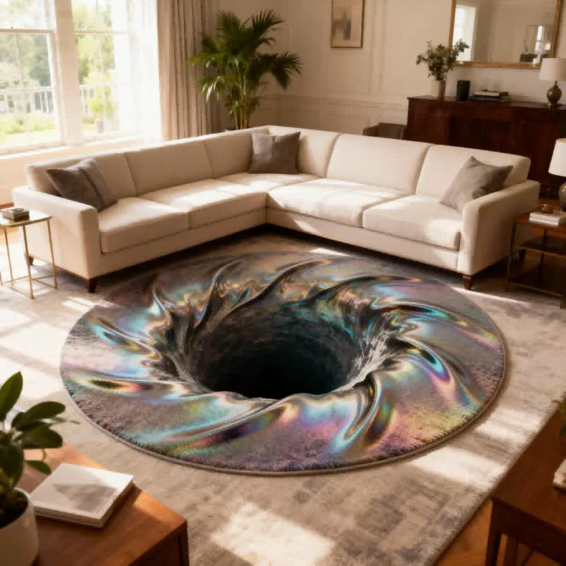 Detailed Ownkoti Ocean 3D Effect Optical Illusion Rug Clean