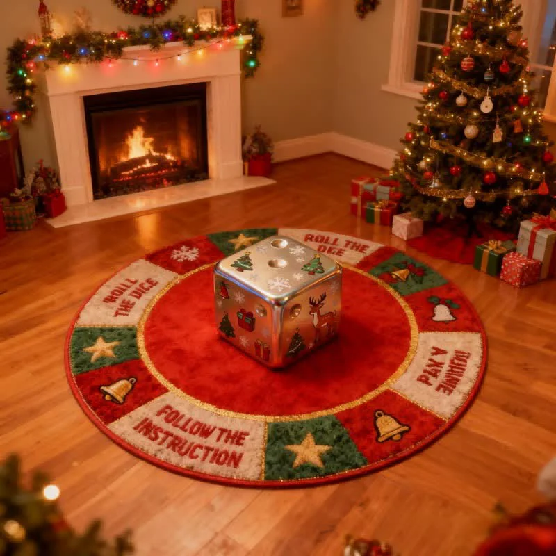 Organic Ownkoti Christmas Inspired Dice 3D Effect Rug Dependable