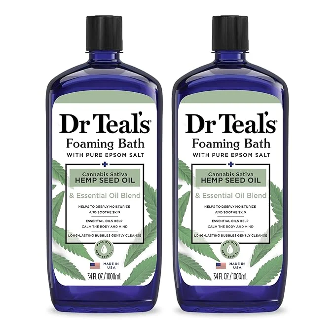 Excellent Dr Teal’s Foaming Bath with Pure Epsom Salt Cannabis Sativa Hemp Seed Oil Detailed