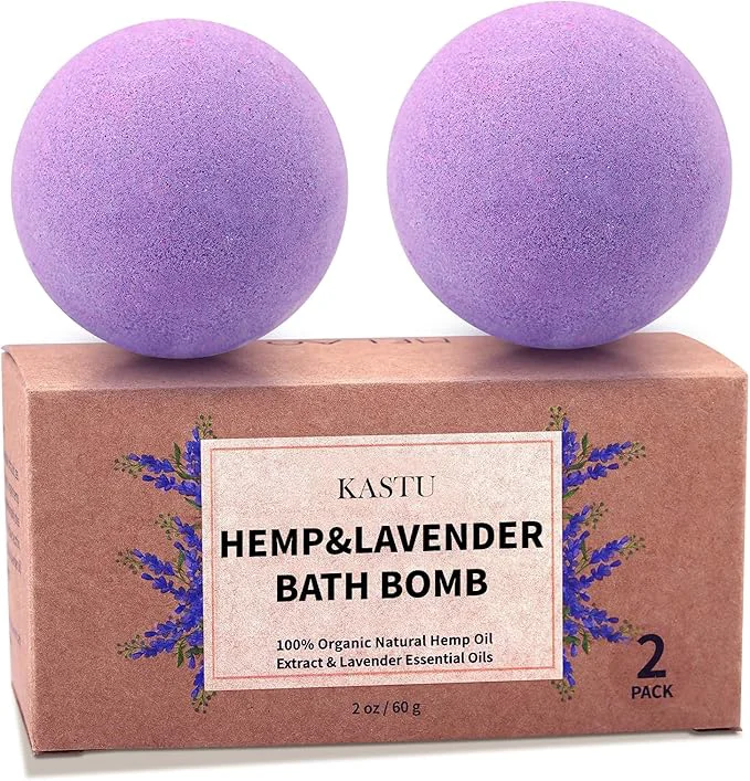 High-Performance Bath Bombs 2 Pack Fizzy Spa Gift Natural Hemp Oil Extract and Lavender Next-Generation