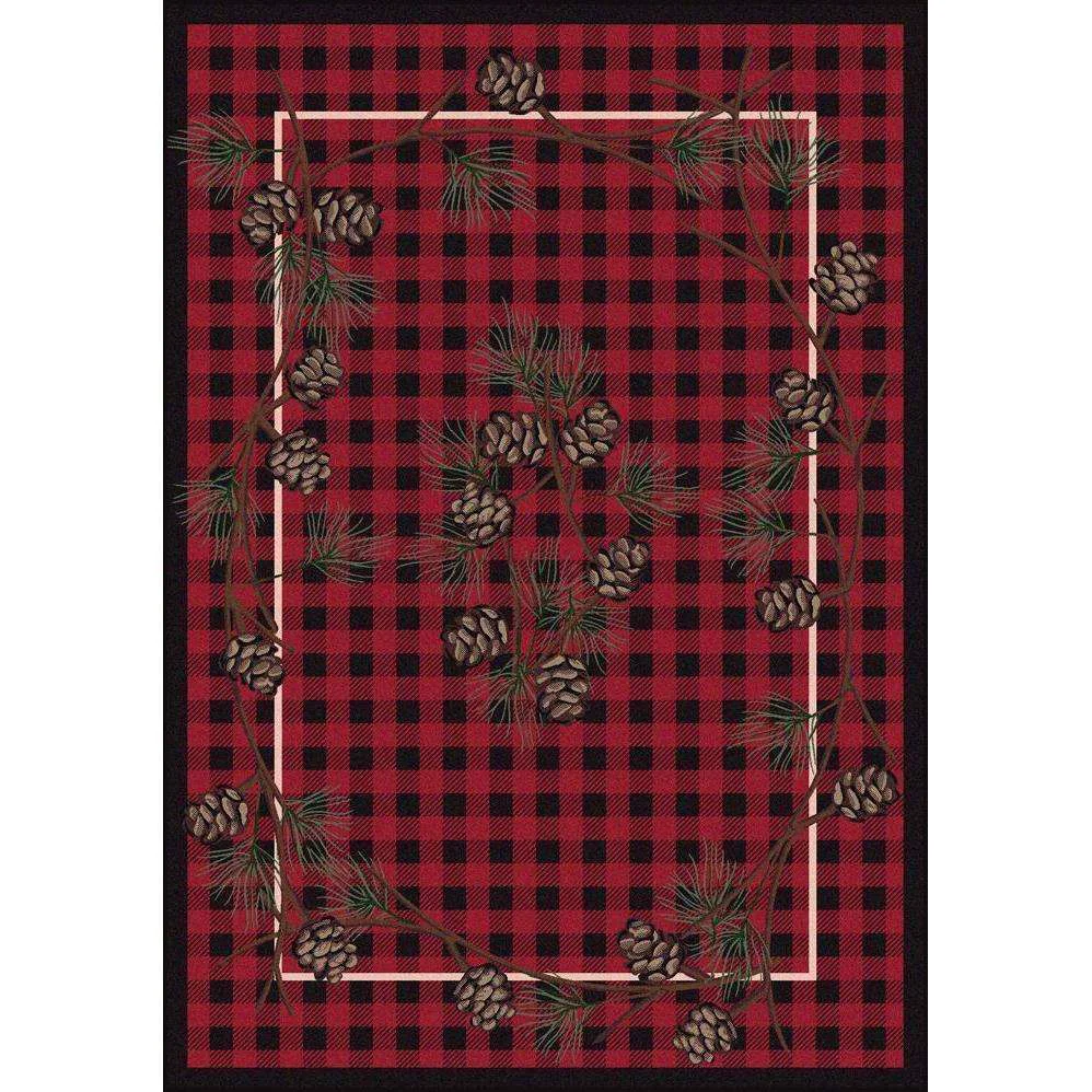 Practical Wooded Forest Rug – Red Detailed