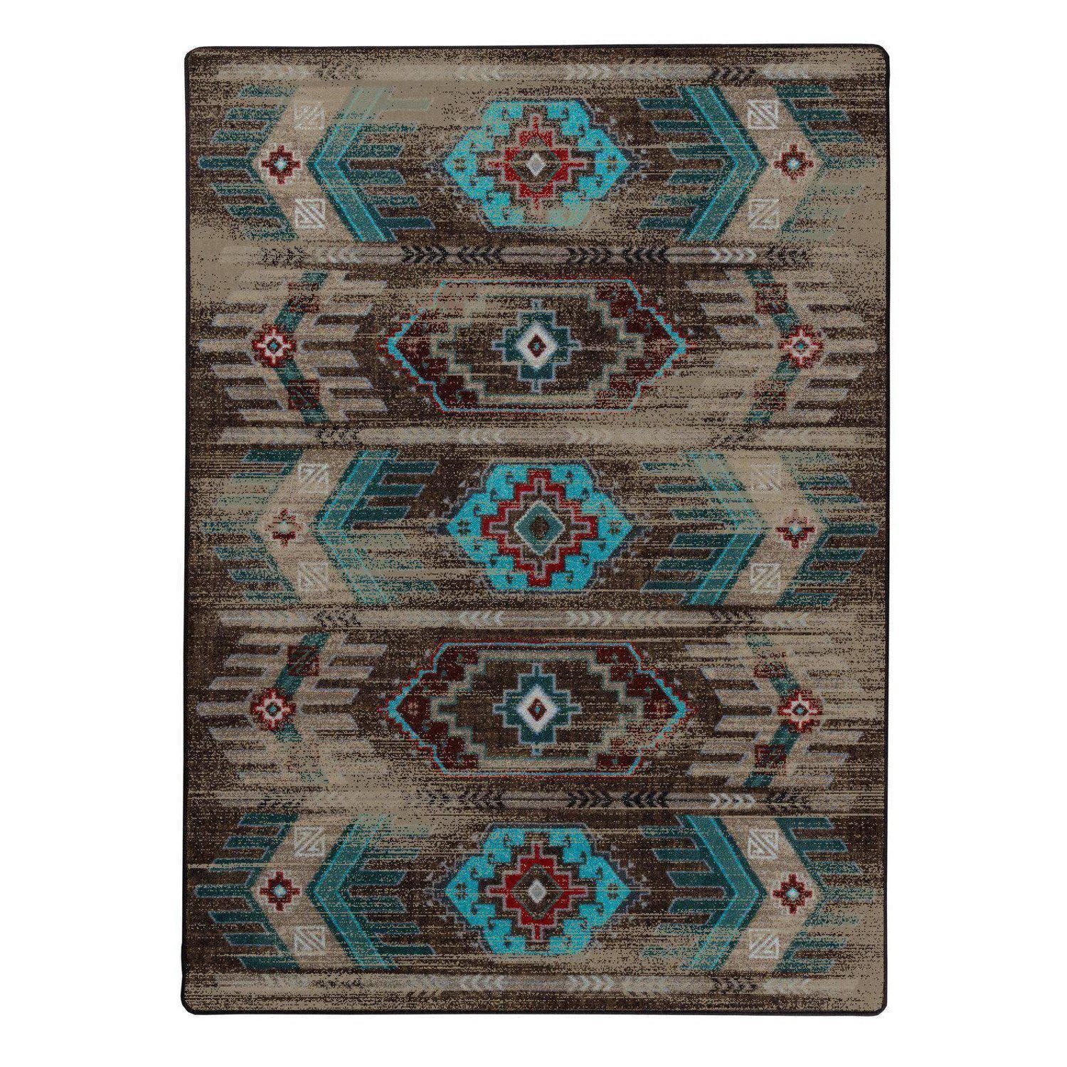Modern Southwest Nostalgia Rug – Distressed Turquoise Top-Quality