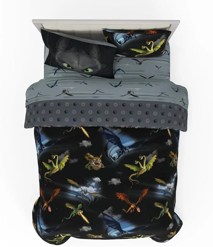 Superior How to Train Your Dragon Kids Bedding Super Soft amp Cozy Reversible Microfiber Comforter and Sheet Set with Sham 7 Piece Full Size ly Licensed Product By Franco Healthy