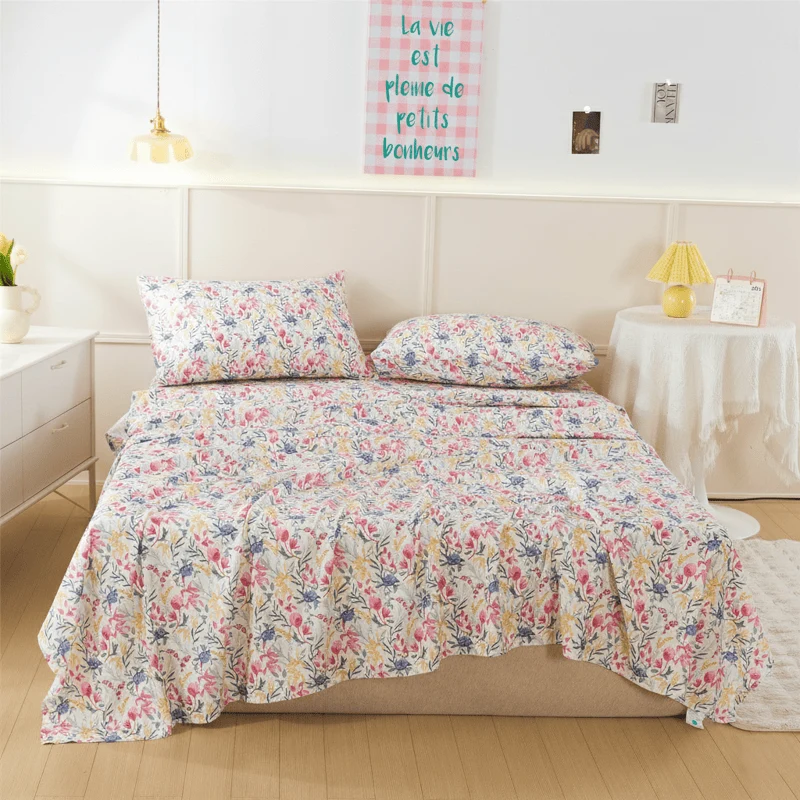 First-Class Ownkoti Watercolor Meadow Floral Sheet Set Genuine