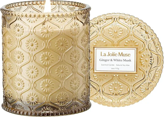 Excellent LA JOLIE MUSE Ginger White Musk Candles Ginger Lemongrass Musk 6 oz Safe