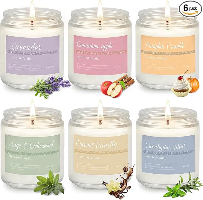 Specialty 6 Pack Fall Candles for Home Scented Fall Scented Candles for Women Gifts Elite