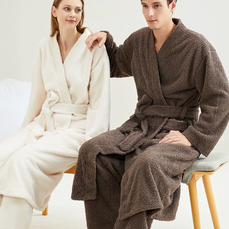 Responsible Ownkoti Couple Matching Solid Color Bathrobe Pants Set Official