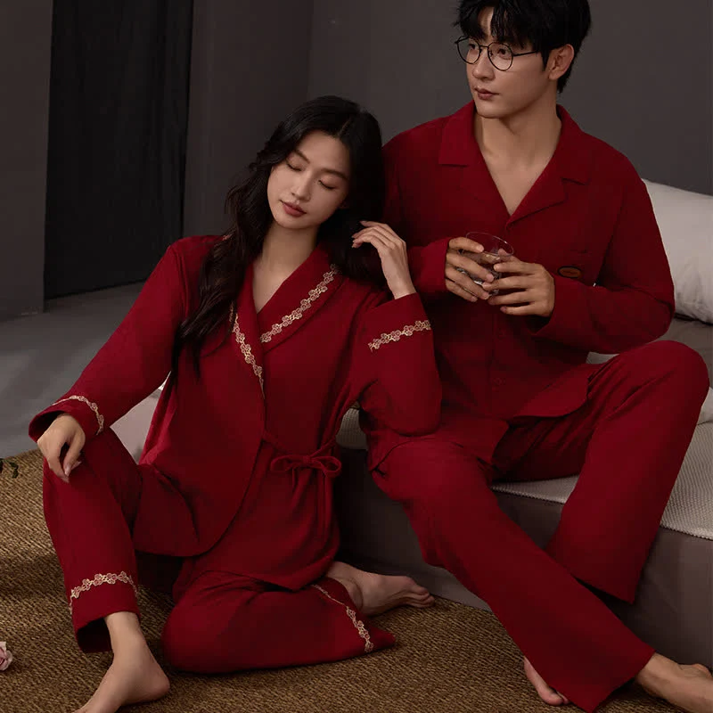 Authentic Ownkoti Red Couple Matching Cotton Pajama Set Innovative