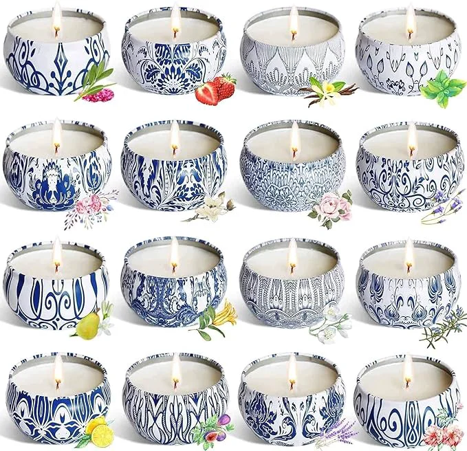 Enhanced YOROXRG Scented Candles Gifts Set 16 Pack Soy Wax Travel Tin Jar Candles User-Friendly