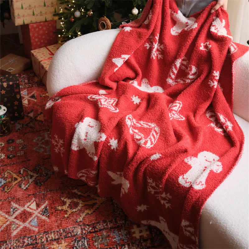 First-Class Ownkoti Christmas Gingerbread Man Knit Throw Blanket Modern
