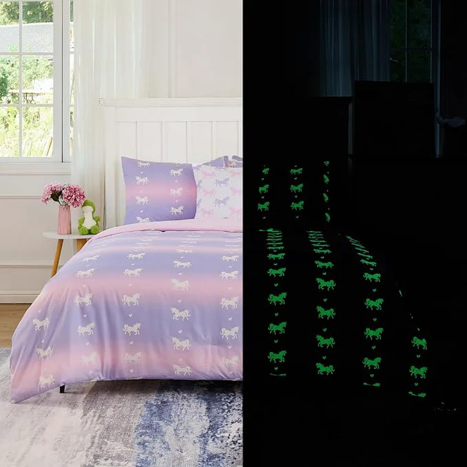Next-Generation Cokouchyi Full Comforter Sets for Boys Girls Unicorn Glow in The Dark Kids Bedding Sets 6 Pcs Full Bed in a Bag with Comforter Sheets Pillow Sham Cushion Cover Unicorn Soft